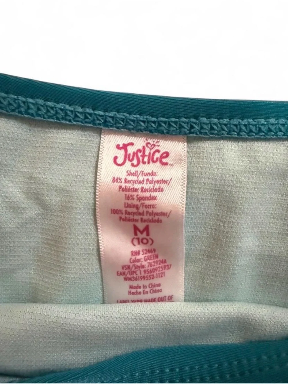 Justice Teal Floral Ruffle Tankini Bikini Size M / Size 10